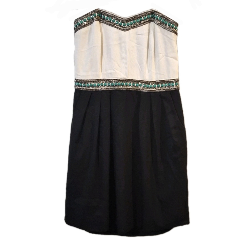 Gianni Bini Y2K Mini Prom Dress Strapless Semi-sweetheart Beaded Neckline Size L